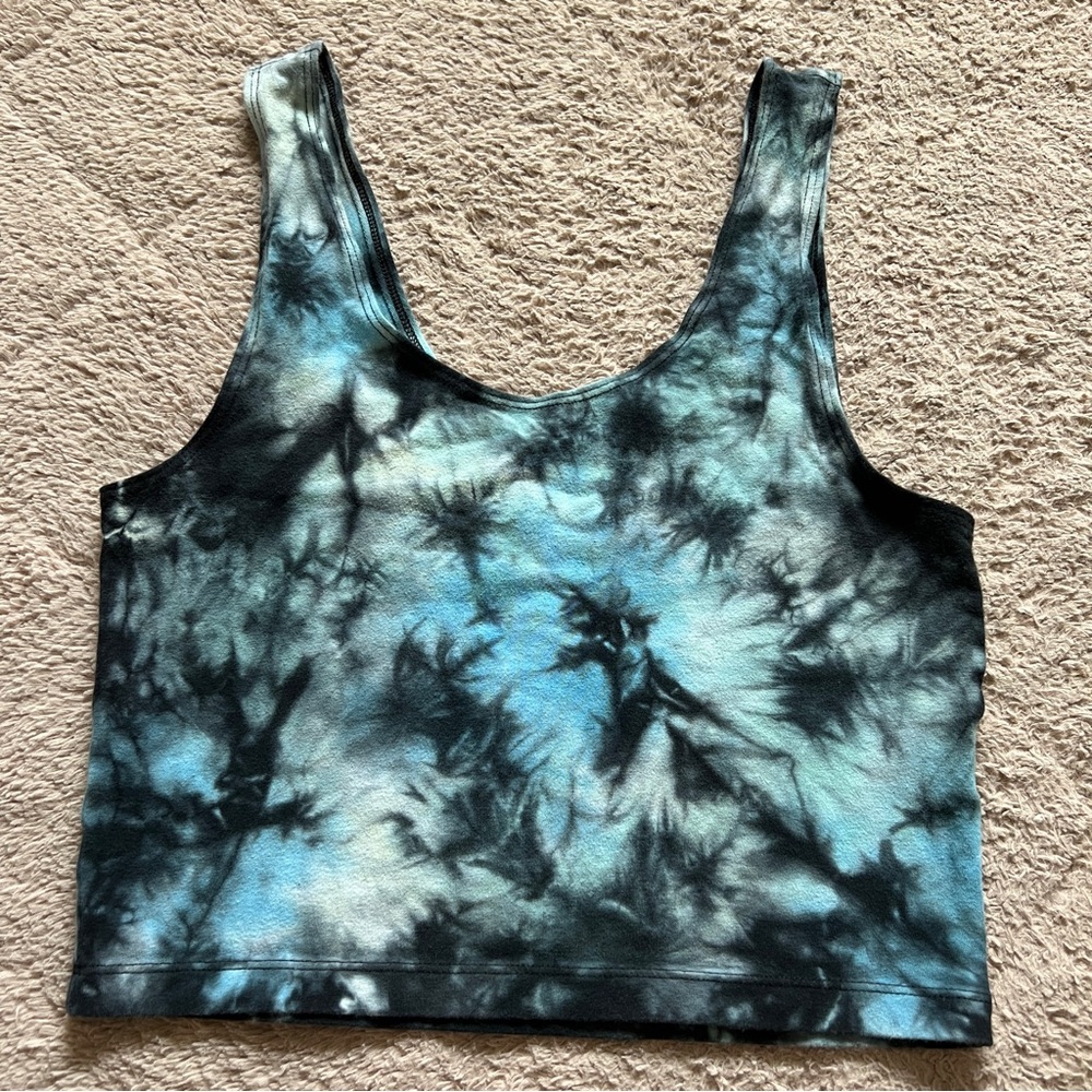 Victoria's Secret Black and Blue Tie-Dye Crop Top